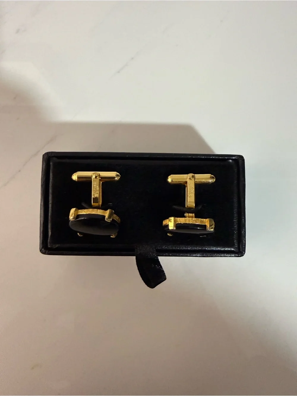 Christian Dior Gold Tone & Black Cufflinks